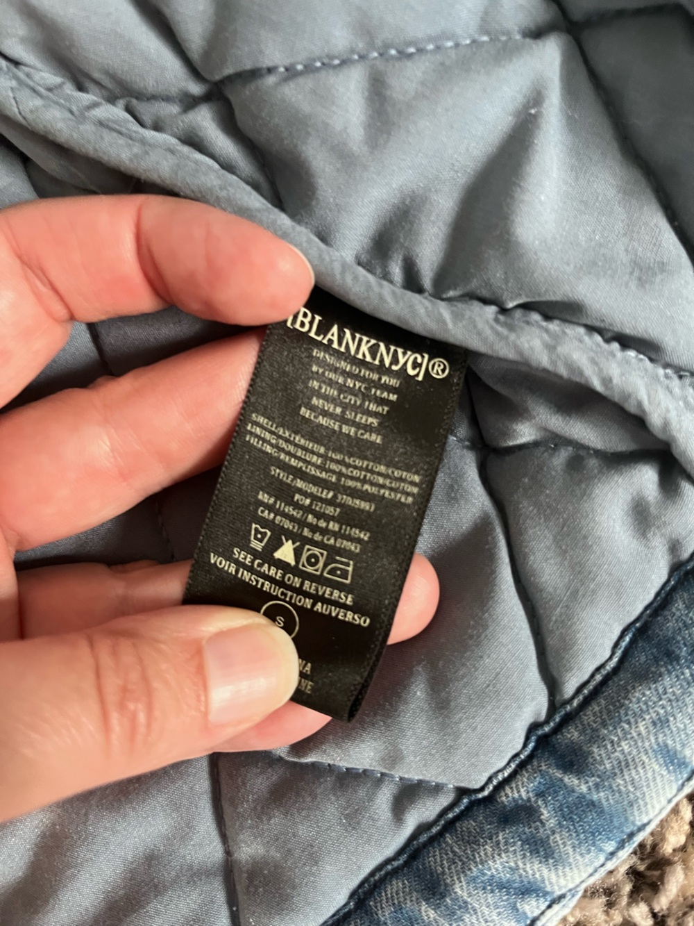 BlankNYC Quilted Denim Jacket Blue Acid Wash Cropped Snap Front 37DJ5983 Women S - Picture 6 of 6